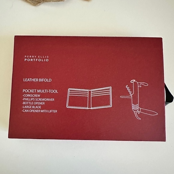 New Perry Ellis LEATHER BIFOLD WITH POCKET MULTI TOOL - Picture 2 of 5